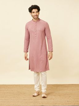 Manyavar - Men Pink Embroidered Kurta
