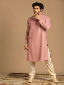 Manyavar - Men Pink Solid Kurta
