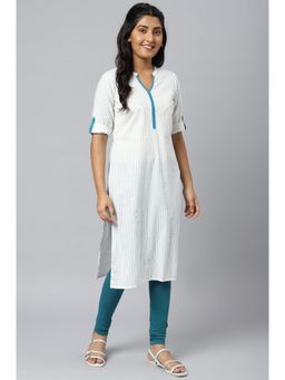 Aurelia - Chevron Yoke White Stripe Kurta