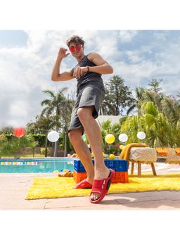 SOLETHREADS - Macaron Solid Red Men Sliders