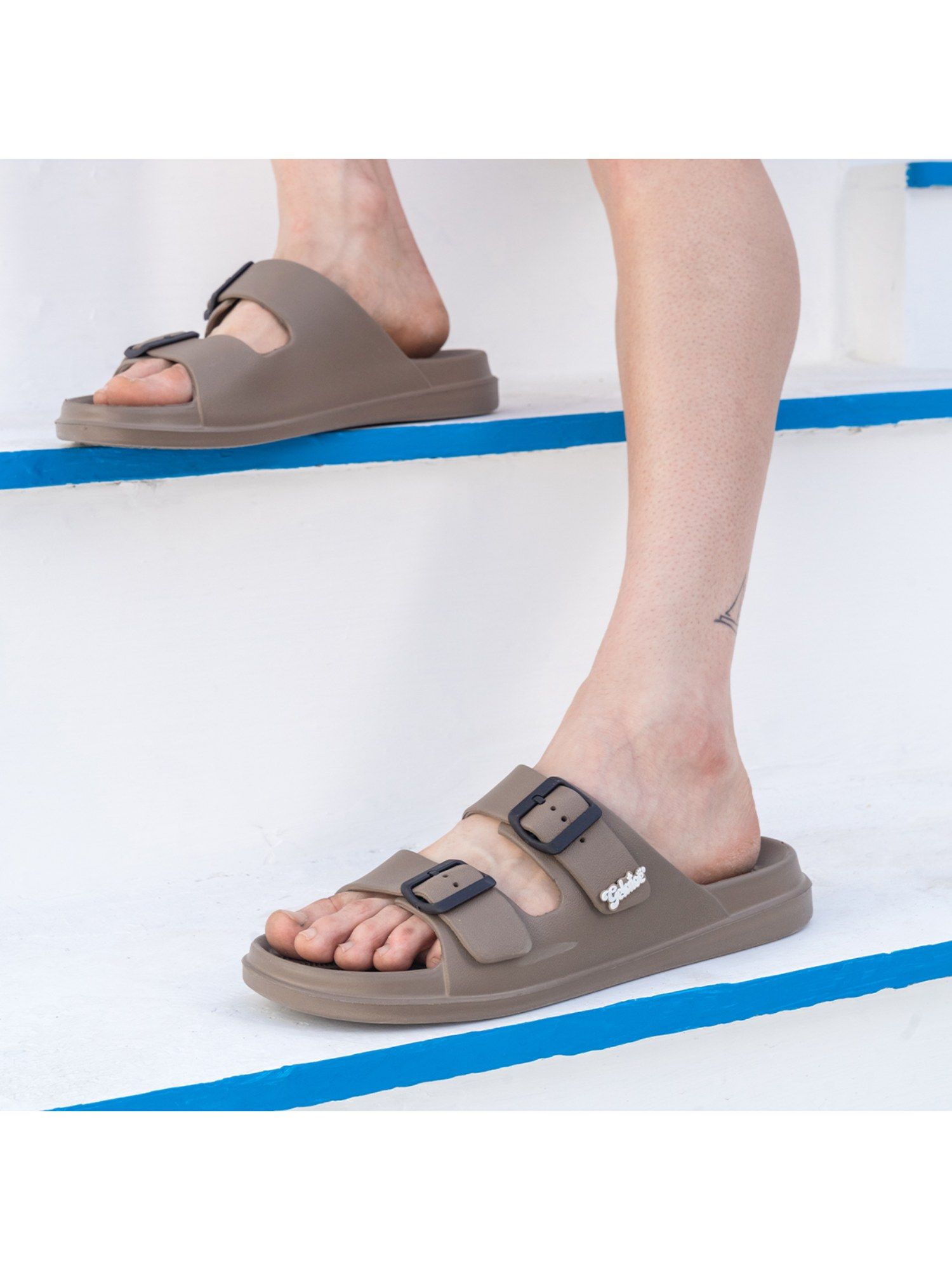 Buy SOLETHREADS Waffle Solid Brown Men Slippers Online