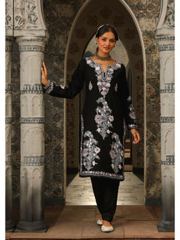 House of Chikankari - Kasmira Aari Woollen Straight Kurta