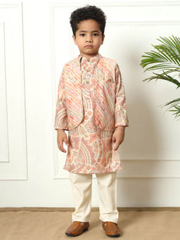 Readiprint - Purple Color Kurta and Pyjama with Nehru Jacket (Set of 3)