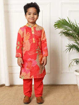 Readiprint - Red Color Kurta and Pyjama (Set of 2)