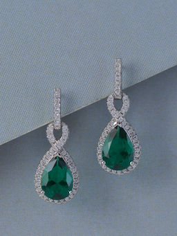 Ornate Jewels - 925 Silver Green Emerald Infinity Dangle Earring for Women and Girls (Free Size)