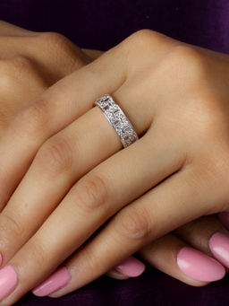 Ornate Jewels - 925 Sterling Silver AAA Grade American Diamond Classic Band Ring For Women (16)