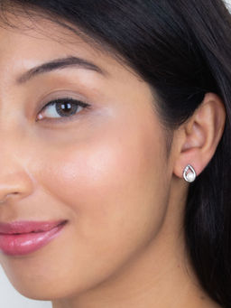 Ornate Jewels - 925 Silver Freshwater Pearl Stud Earrings For Women & Girls (Free Size)