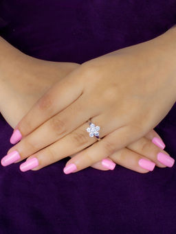 Ornate Jewels - 925 Silver American Diamond Flower Ring for Women and Girls (16)