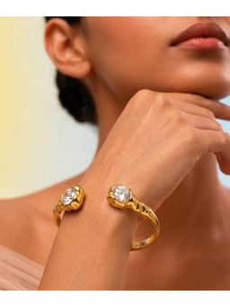 Arvino - Dual Stone Open Gold Cuff Bracelet