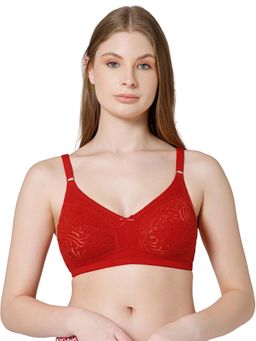 Bodycare - Women Red Cotton-Spandex Full Coverage Bra