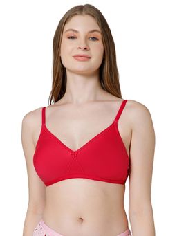 Bodycare - Women Red Cotton-Spandex Full Coverage Non-Wired Bra