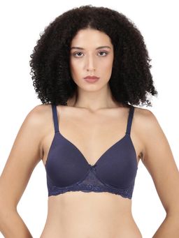 BLOSSOM - Women Navy Blue Soft Lightweight Padded Full Coverage Bra