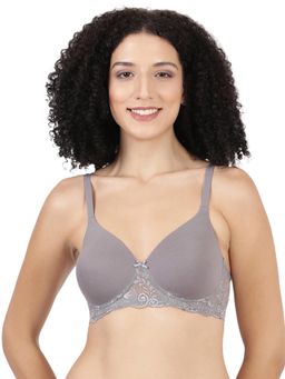 BLOSSOM - Women Grey Soft Lightweight Padded Full Coverage Bra