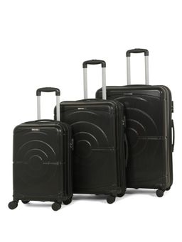 Teakwood - Leathers Unisex Black Solid Hard Sided Trolley Bags (S/M/L)