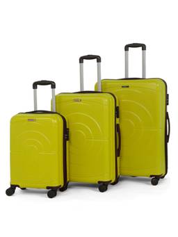 Teakwood - Leathers Unisex Lime Green Solid Hard Sided Trolley Bags (Pack of 3) (S/M/L)