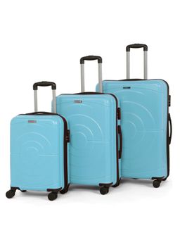 Teakwood - Leathers Unisex Sky Blue Solid Hard Sided Trolley Bags (Pack of 3) (S/M/L)