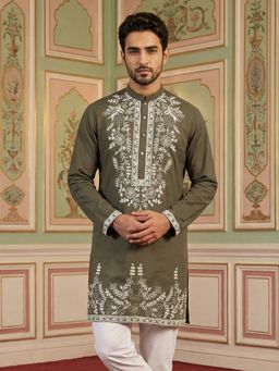 Jompers - Green Japanese Fabric Embroidered Kurta