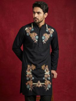Jompers - Black Japanese Imported Fabric Embroidered Kurta