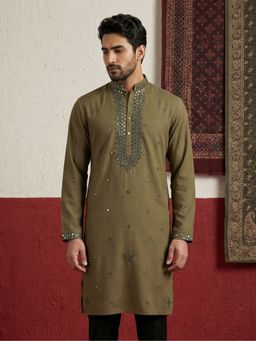 Jompers - Green Japanese Fabric Mirror Work Kurta