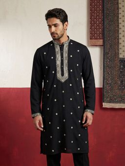 Jompers - Black Ethnic Embroidered Kurta