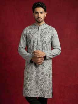 Jompers - Grey Embroidered Straight Kurta