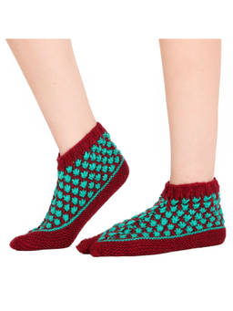 Bharatasya - Boot Style Handknitted Woolen Home Thermal Socks