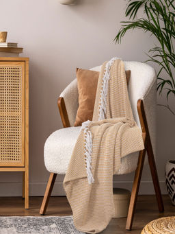 Sashaa World - Chevron Delight Beige Versatile Cotton Throw