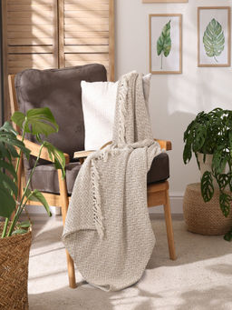 Sashaa World - Herringbone Patterned Cotton Woven Throw