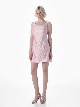 ONLY - Women's Floral Print Fit and Flare Pink Dress