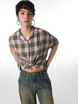 ONLY - Women's Checked Loose Fit Multicolour Shirt