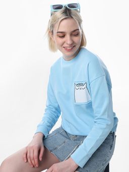 ONLY - Women's Regular Fit Blue Sweatshirt