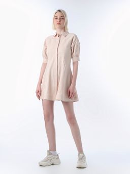 ONLY - Women's Embellished Fit and Flare Peach Dress