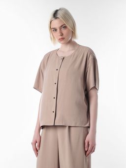 ONLY - Women's Solid Regular Fit Light Brown Shirt