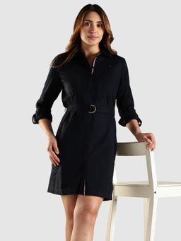 Tommy Hilfiger - Cotton Spread Collar Shirt Dress with Belt
