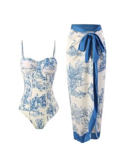 MISS MOSA BY AKANKSHA - Greece Swimsuit With Sarong Skirt (Set of 2)