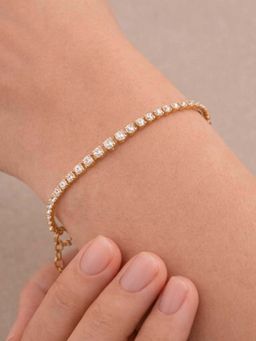 ZAISHA - Gold Stainless Steel White Stones Bracelet