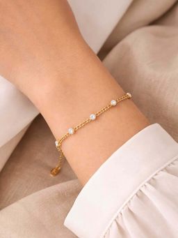 ZAISHA - White Stainless Steel White Stones Bracelet