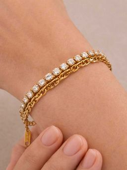 ZAISHA - White Stainless Steel White Stones Bracelet