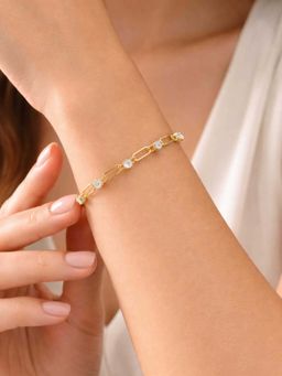 ZAISHA - White Stainless Steel White Stones Bracelet