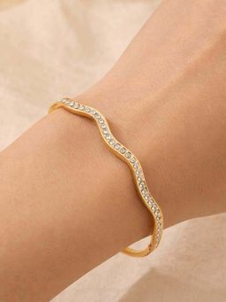 ZAISHA - White Stainless Steel White Stones Cuff