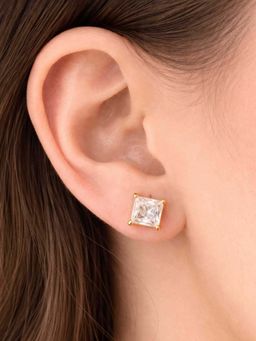 ZAISHA - White Stainless Steel White Stones Earrings