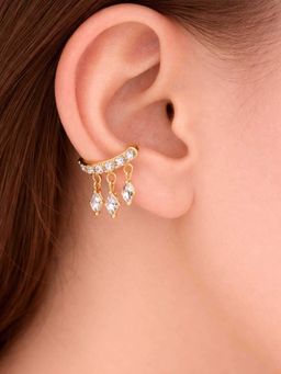 ZAISHA - White Stainless Steel White Stones Earrings