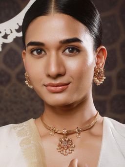Jazz and Sizzle - White Brass Pearl Necklace With Earrings
