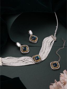 Jazz and Sizzle - Turquoise Brass Necklace With Earrings