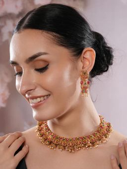 Jazz and Sizzle - Gold Brass Statement Necklace With Earrings