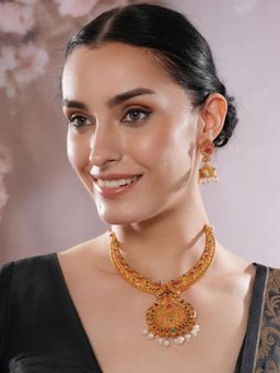 Jazz and Sizzle - Gold Brass Statement Necklace With Earrings