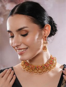Jazz and Sizzle - Multi-Color Brass Necklace With Earrings