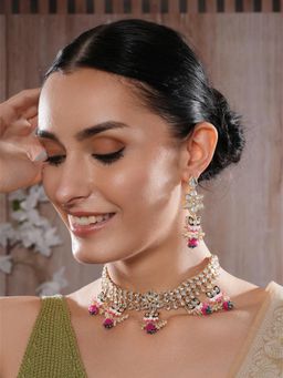 Jazz and Sizzle - White Brass White Stones Necklace With Earrings