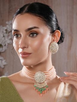 Jazz and Sizzle - White Brass White Stones Necklace With Earrings