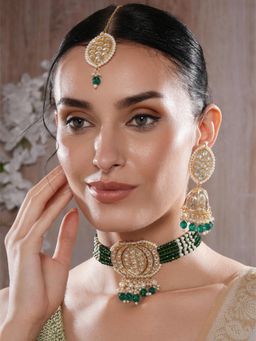 Jazz and Sizzle - White Brass White Stones Necklace With Earrings